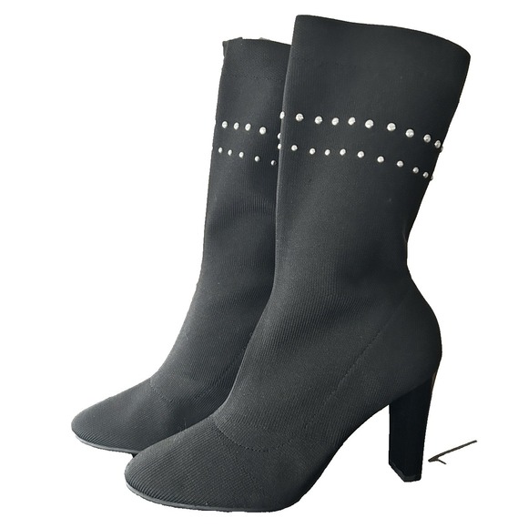 Sam Edelman Shoes - Circus by Sam Edelman Black Heeled Studded Stretch Knit Jada Boots Size 7.5